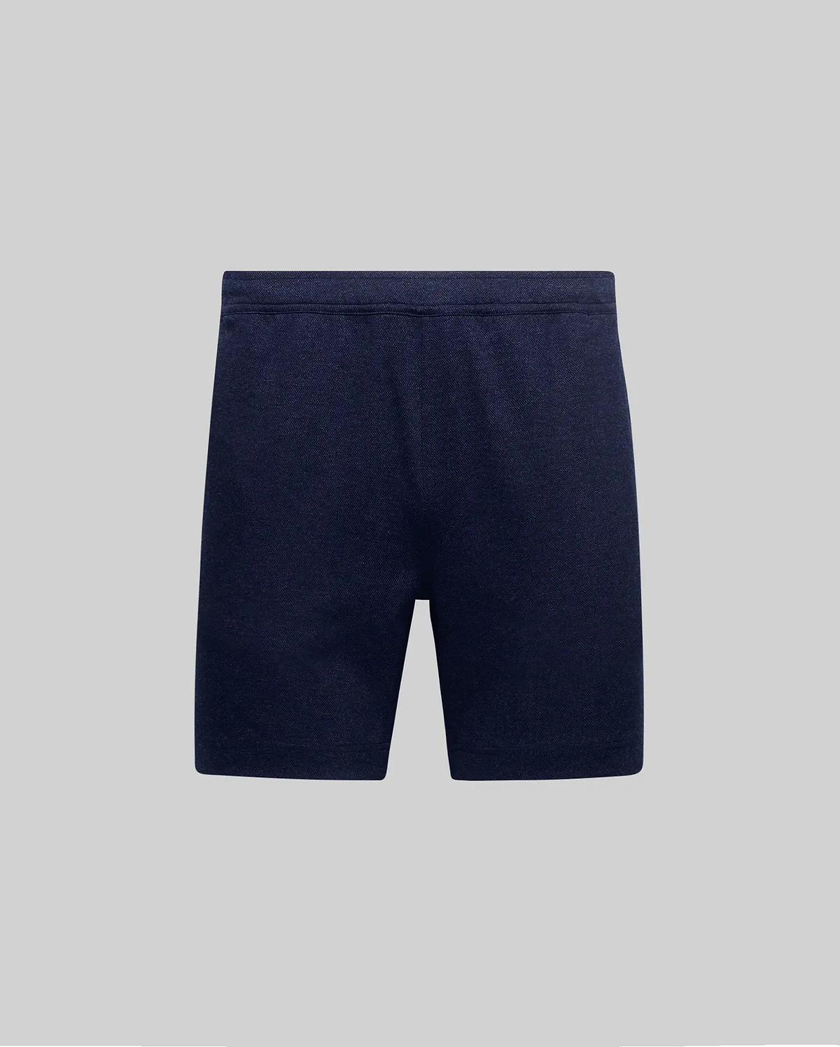 Mens Koda Oxford Short in dark heathered navy blue, crafted from a soft oxford weave fabric with a comfortable relaxed fit and an elastic waistband. (4)