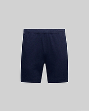 Mens Koda Oxford Short in dark heathered navy blue, crafted from a soft oxford weave fabric with a comfortable relaxed fit and an elastic waistband. (4)