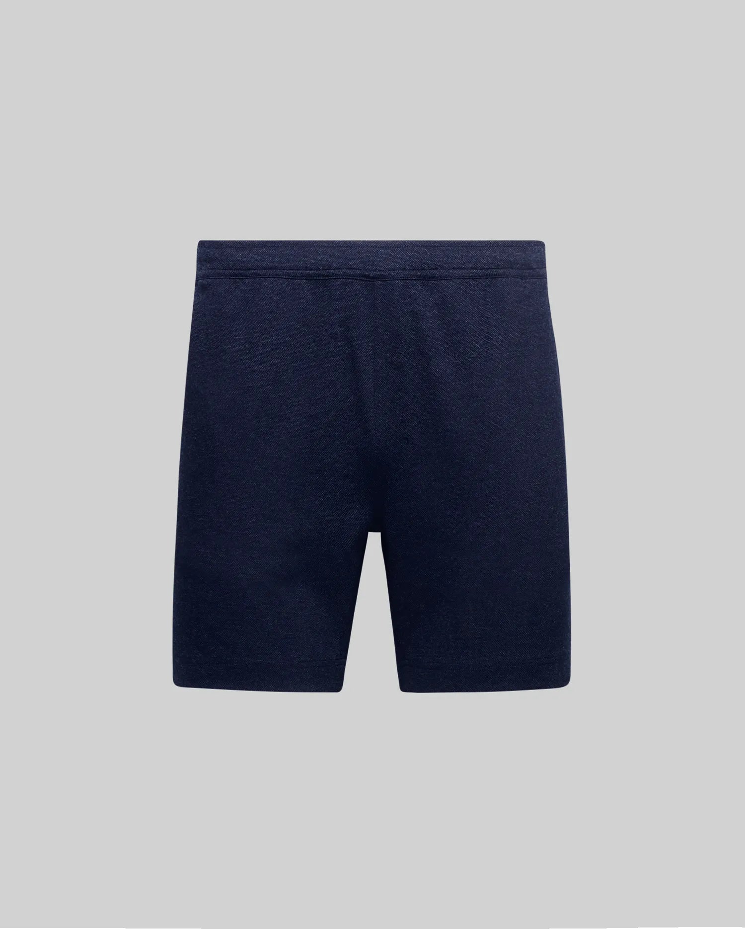 Mens Koda Oxford Short in dark heathered navy blue, crafted from a soft oxford weave fabric with a comfortable relaxed fit and an elastic waistband. (4)