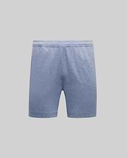 Mens Koda Oxford Short, a relaxed fit heather blue short with a refined oxford knit texture and elastic waistband. Premium streetwear style, no visible logo. (5)