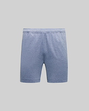 Mens Koda Oxford Short, a relaxed fit heather blue short with a refined oxford knit texture and elastic waistband. Premium streetwear style, no visible logo. (5)