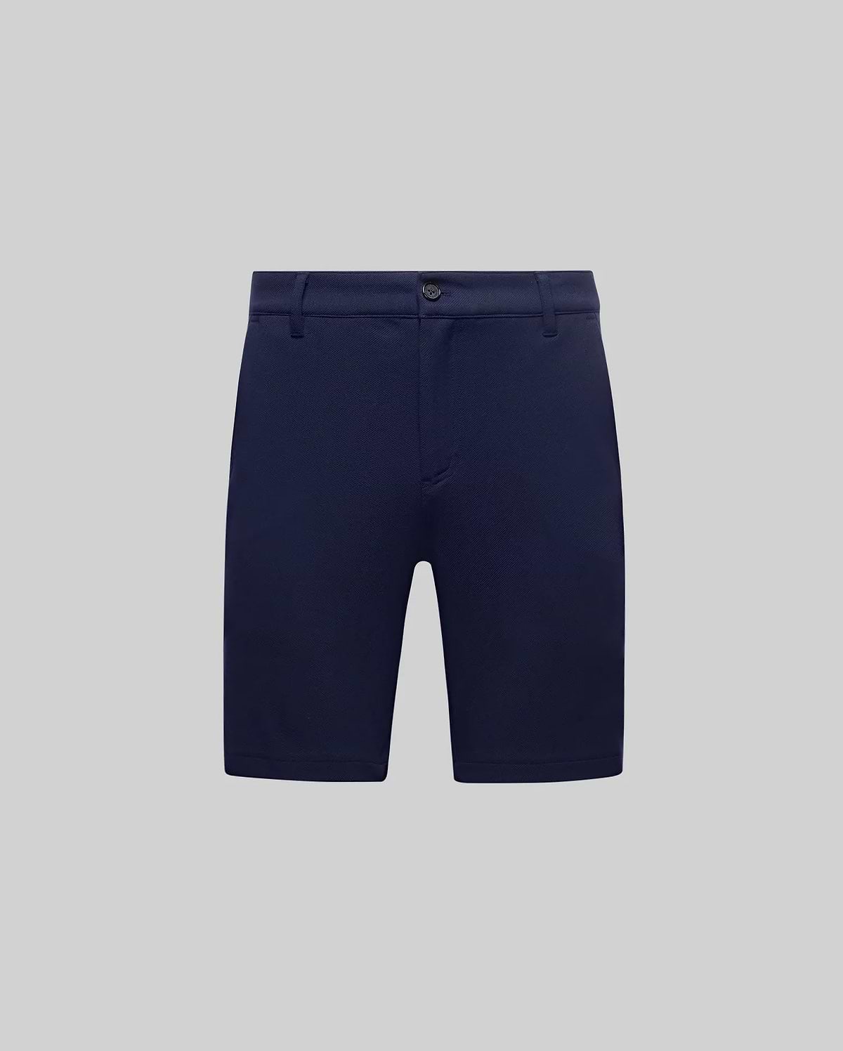 Mens Shiro Twill Short in deep navy, featuring a subtle diagonal twill texture, a classic slim fit, and a button closure with belt loops, embodying refined Psycho Bunny streetwear.