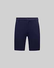 Mens Shiro Twill Short in deep navy, featuring a subtle diagonal twill texture, a classic slim fit, and a button closure with belt loops, embodying refined Psycho Bunny streetwear.