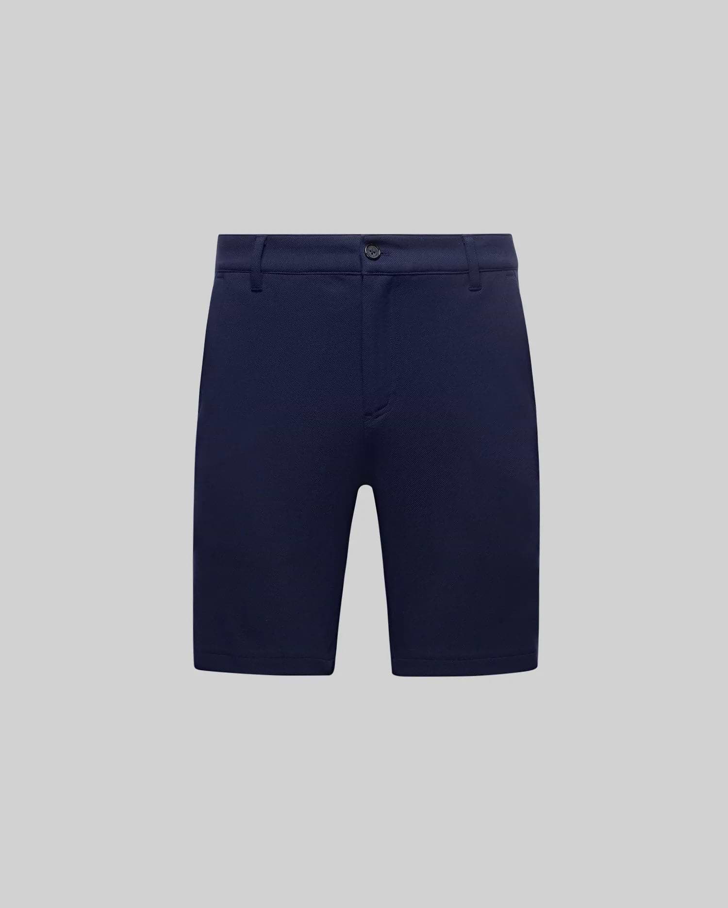 Mens Shiro Twill Short in deep navy, featuring a subtle diagonal twill texture, a classic slim fit, and a button closure with belt loops, embodying refined Psycho Bunny streetwear.