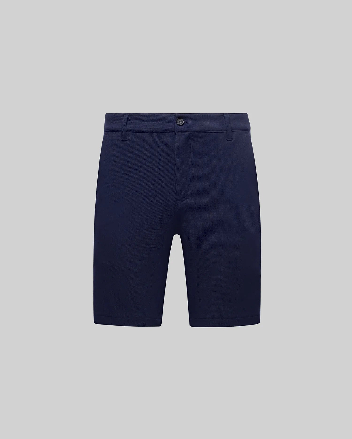 Mens Shiro Twill Short in deep navy, featuring a subtle diagonal twill texture, a classic slim fit, and a button closure with belt loops, embodying refined Psycho Bunny streetwear.