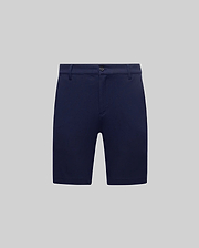 Mens Shiro Twill Short in deep navy, featuring a subtle diagonal twill texture, a classic slim fit, and a button closure with belt loops, embodying refined Psycho Bunny streetwear.