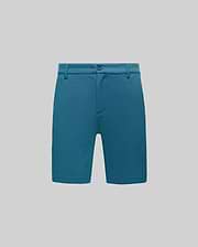 MENS SHIRO TWILL SHORT in teal blue, featuring a classic fit, visible twill texture, flat front, button closure with a subtle Psycho Bunny logo, and belt loops. (5)
