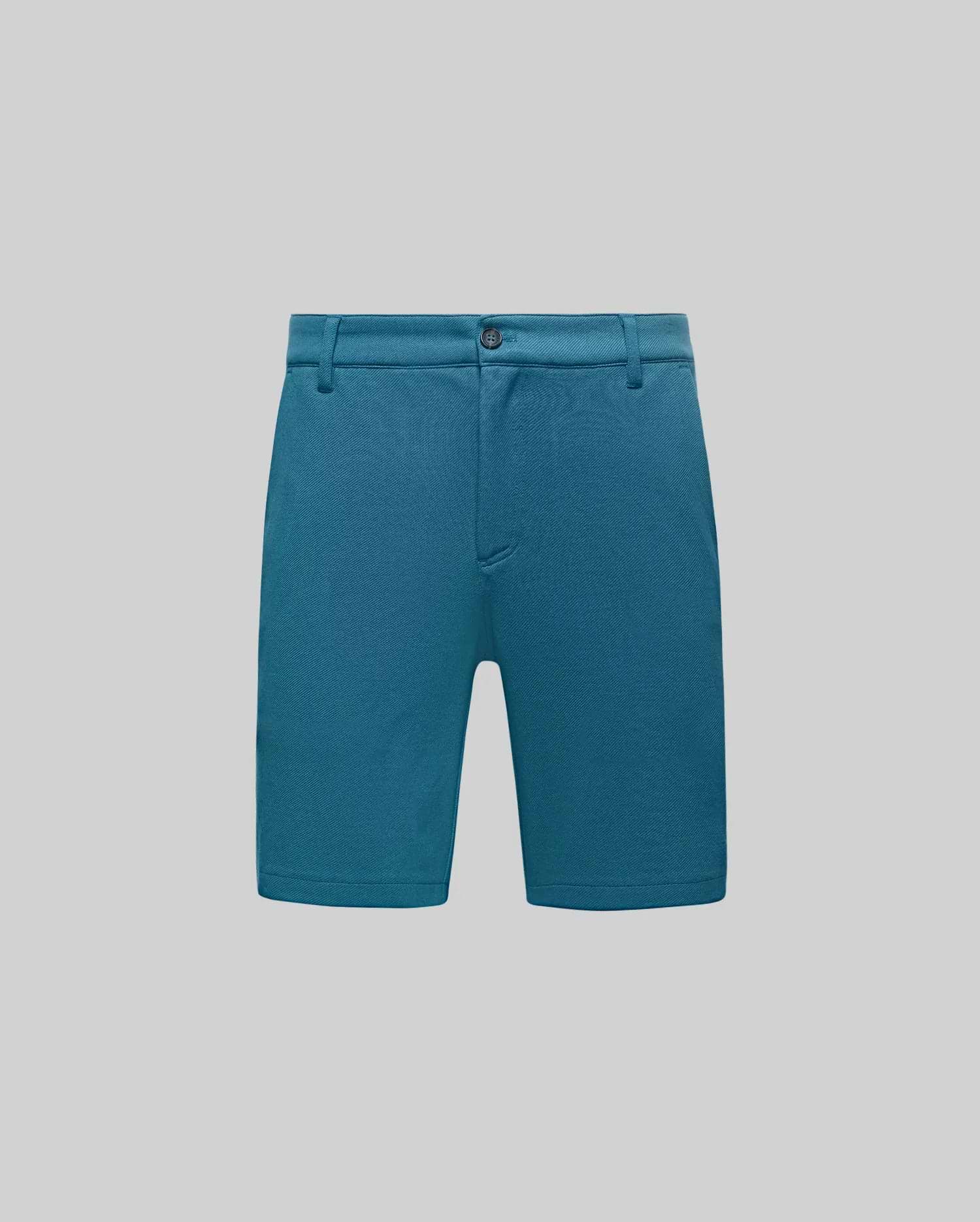 MENS SHIRO TWILL SHORT in teal blue, featuring a classic fit, visible twill texture, flat front, button closure with a subtle Psycho Bunny logo, and belt loops. (5)