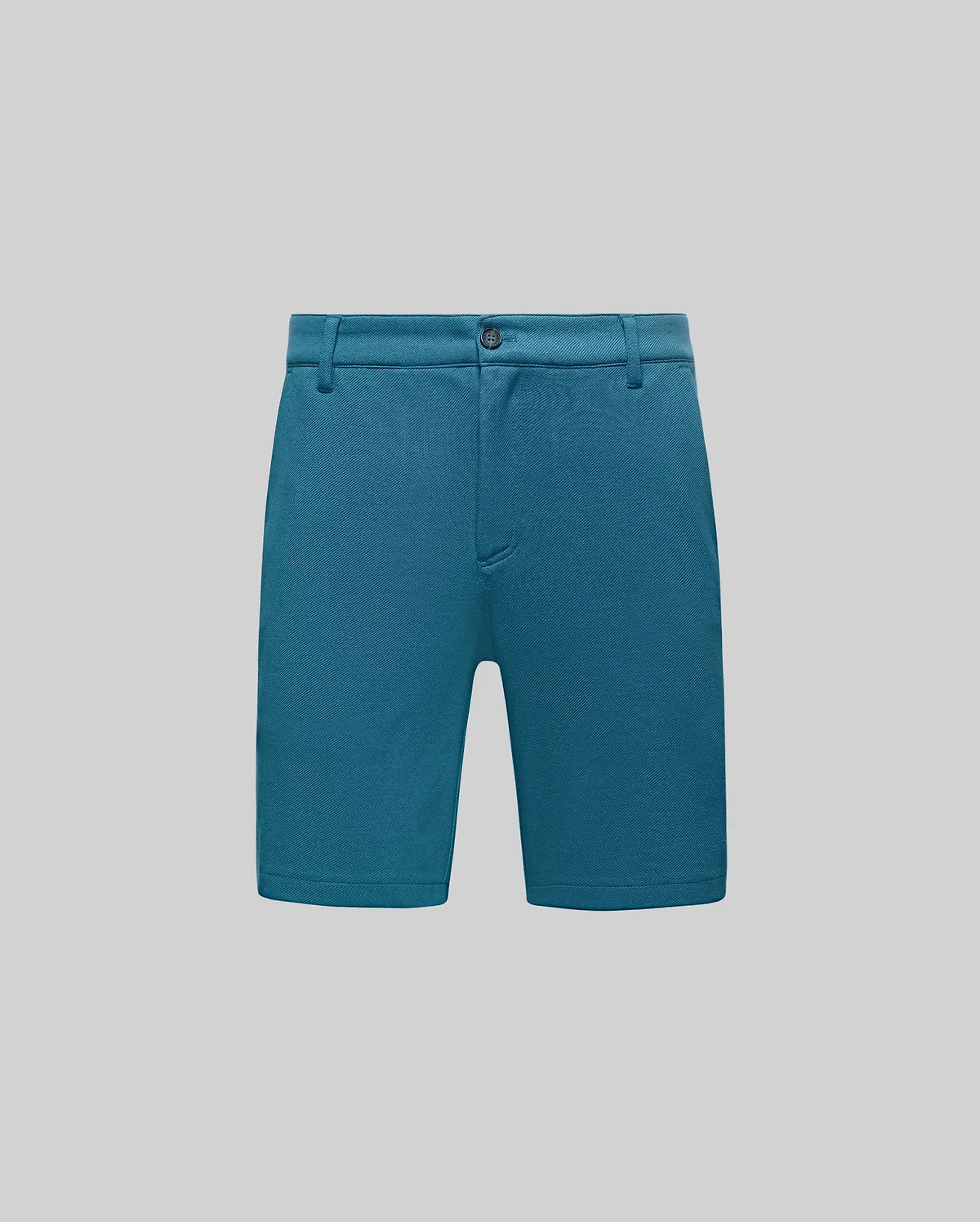 MENS SHIRO TWILL SHORT in teal blue, featuring a classic fit, visible twill texture, flat front, button closure with a subtle Psycho Bunny logo, and belt loops. (5)