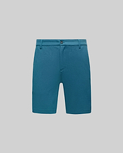 MENS SHIRO TWILL SHORT in teal blue, featuring a classic fit, visible twill texture, flat front, button closure with a subtle Psycho Bunny logo, and belt loops. (5)