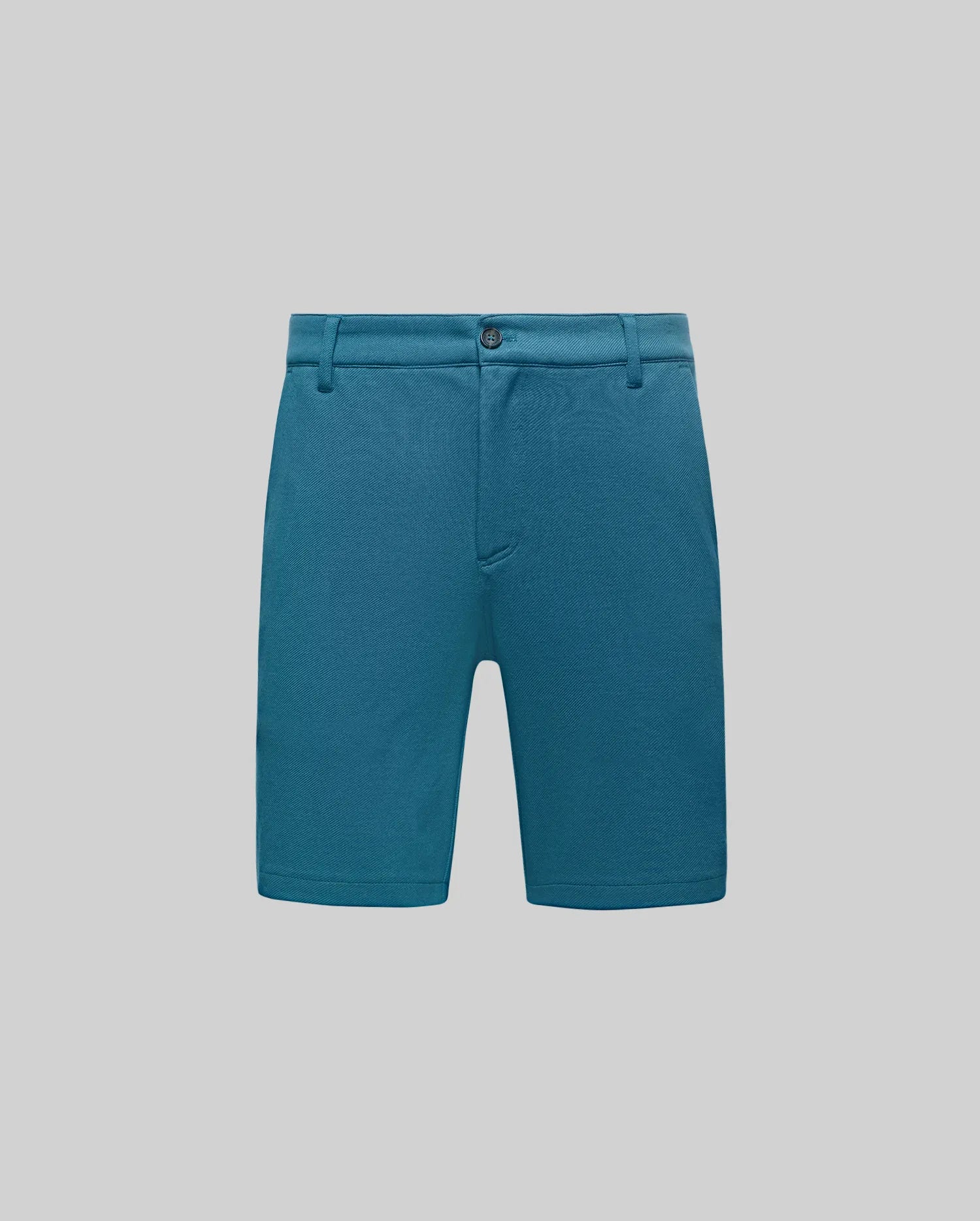 MENS SHIRO TWILL SHORT in teal blue, featuring a classic fit, visible twill texture, flat front, button closure with a subtle Psycho Bunny logo, and belt loops. (5)