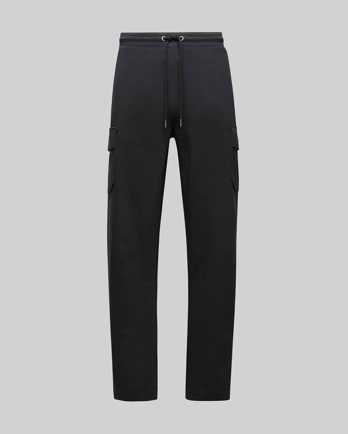 The Psycho Bunny MENS NASH CARGO SWEATPANT (MB0800010) offers sweatpant comfort with practical cargo pockets and a drawstring waistband, shown here against a plain light gray background.