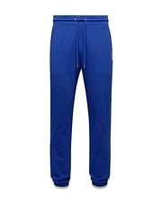Mens Nathaniel Sweatpant in royal blue, featuring a classic fit, smooth jersey fabric, drawstring waist, ribbed cuffs, and a small white embroidered Psycho Bunny skull logo on the upper right thigh. (5)