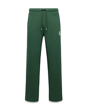 Mens Jaydon Track Pant, forest green, relaxed fit, smooth fabric, with a small white embroidered Psycho Bunny skull logo on the left thigh and a drawstring waist. (5)