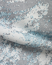 Men's Alfie Graphic Sweatpants in soft white knit, featuring a unique pixelated abstract pattern in vibrant light blue and dark grey, perfect for refined streetwear. (6)