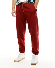 Mens Terrence Brushed Fleece Jogger in deep red, featuring a relaxed tapered fit, white drawstring, and small embroidered Psycho Bunny skull logo on the left thigh. (2)