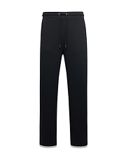 Men's Johan Straight-Leg Sweatpants in black, featuring a relaxed fit, smooth jersey fabric, drawstring waist, and a small tonal embroidered Psycho Bunny skull logo on the left hip. (5)