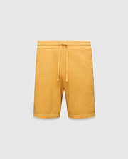 Mustard yellow Mens Devon Knit Short, a relaxed fit, premium textured waffle knit short with an adjustable drawstring waist and ribbed hem. (5)