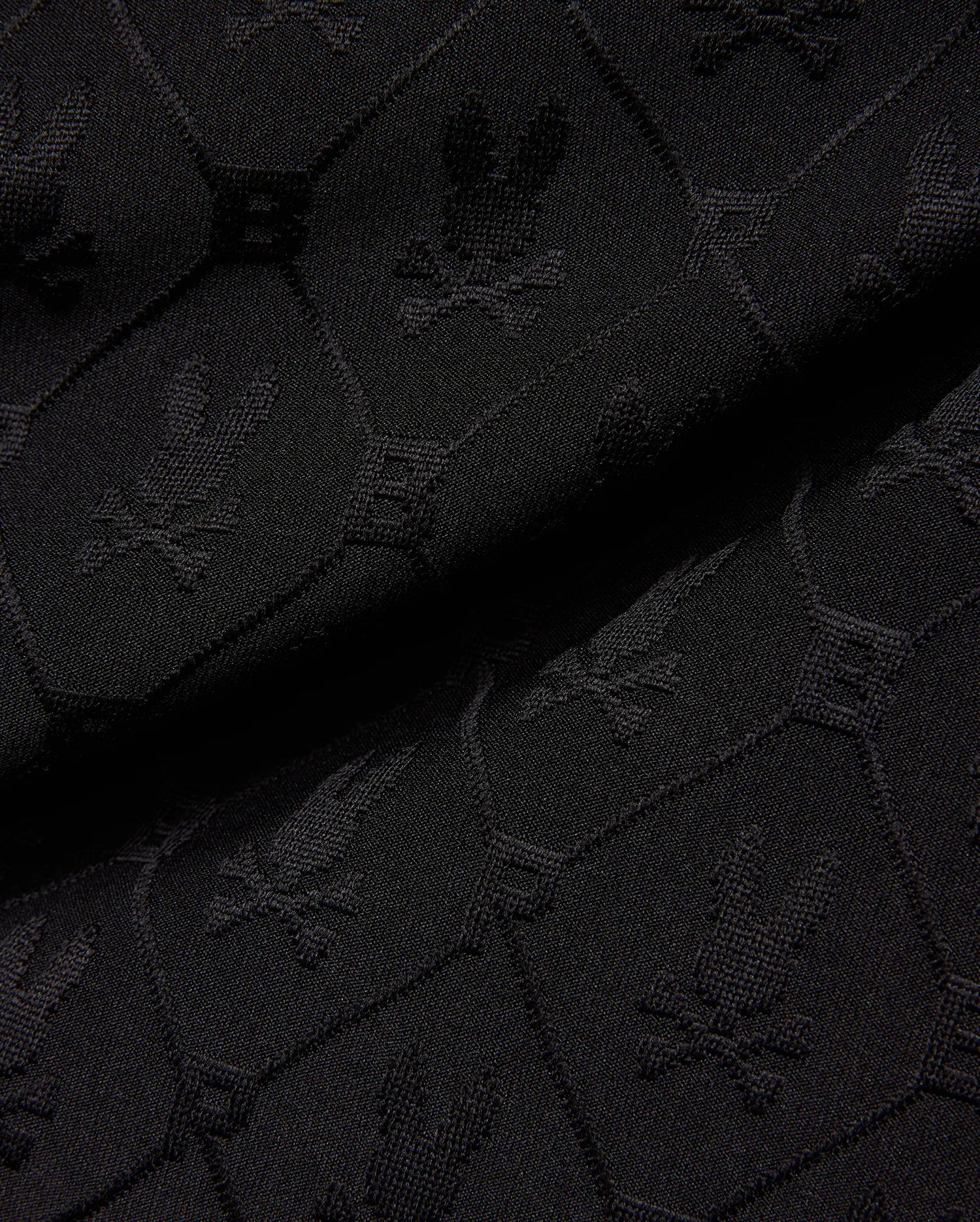 Mens Garry Jacquard Sweatshort in black, featuring a tonal all-over jacquard knit pattern of the iconic Psycho Bunny skull logo and PB initials.