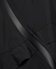 MENS JAVIER WINDBREAKER JACKET in black, featuring a subtle dark grey central zipper strip and visible panel stitching on lightweight, crinkled fabric. (6)