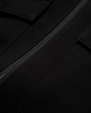 Men's Wayde Twill Overshirt, a premium black twill overshirt with a relaxed fit, featuring a prominent black zipper and a subtle flap pocket detail. (6)