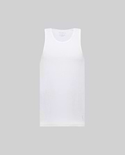 The Psycho Bunny MENS 2 PACK TANK TOP (MO1400001) features plain white sleeveless tops crafted from stretch Pima cotton, shown against a light gray background.
