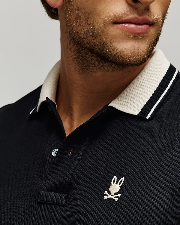 POLO EN PIQUÉ INDIGO, COL TEXTURÉ  vue 2
