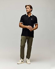 MENS INDIGO TEXTURED COLLAR PIQUE POLO view 4