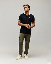 MENS INDIGO TEXTURED COLLAR PIQUE POLO view 4