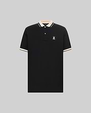 MENS INDIGO TEXTURED COLLAR PIQUE POLO view 5