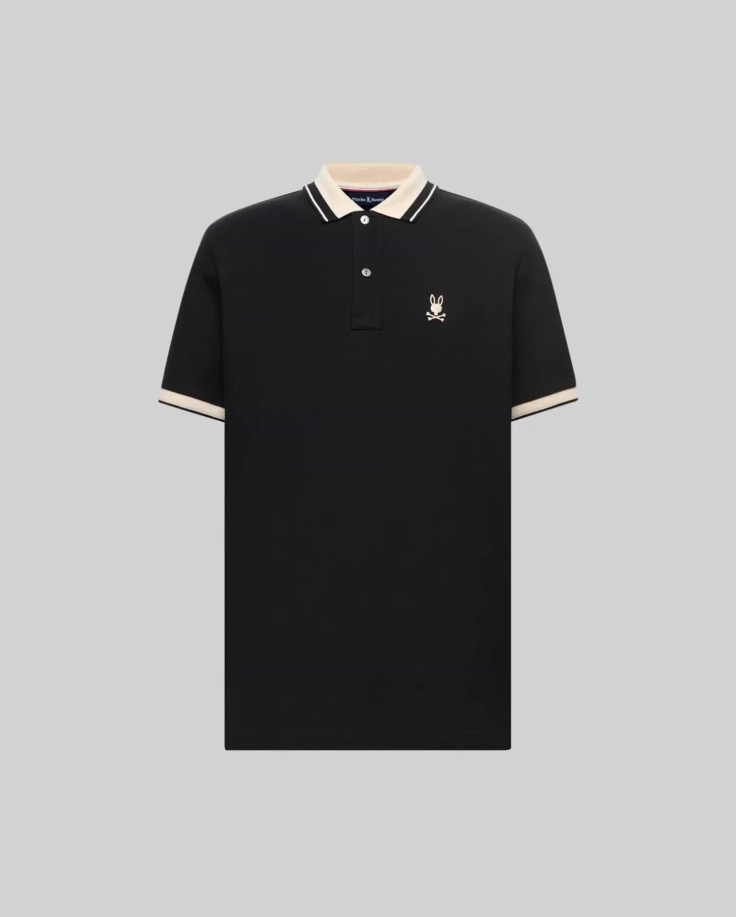 MENS INDIGO TEXTURED COLLAR PIQUE POLO view 5