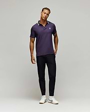 MENS INDIGO TEXTURED COLLAR PIQUE POLO view 4