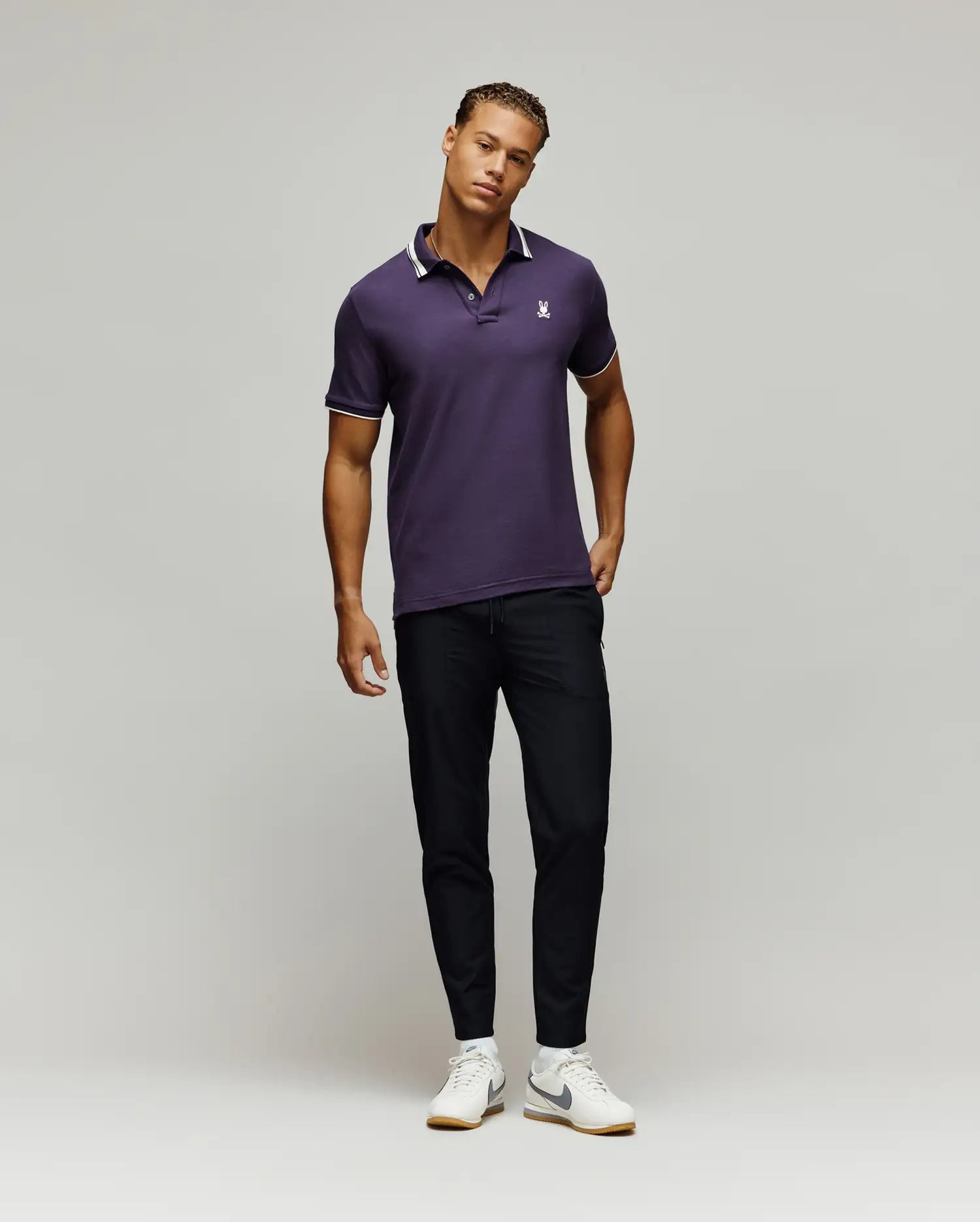 POLO EN PIQUÉ INDIGO, COL TEXTURÉ (4)