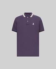 MENS INDIGO TEXTURED COLLAR PIQUE POLO view 5
