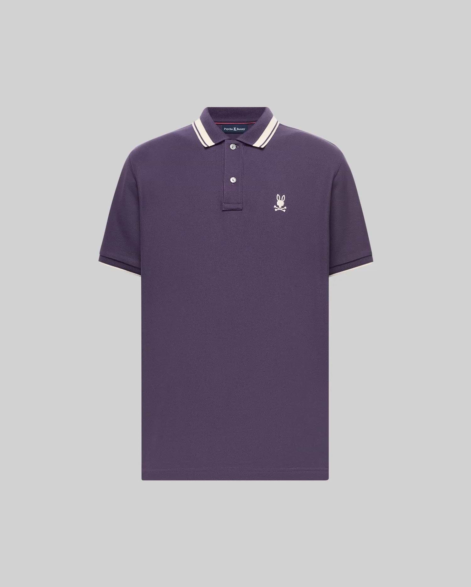 MENS INDIGO TEXTURED COLLAR PIQUE POLO view 5
