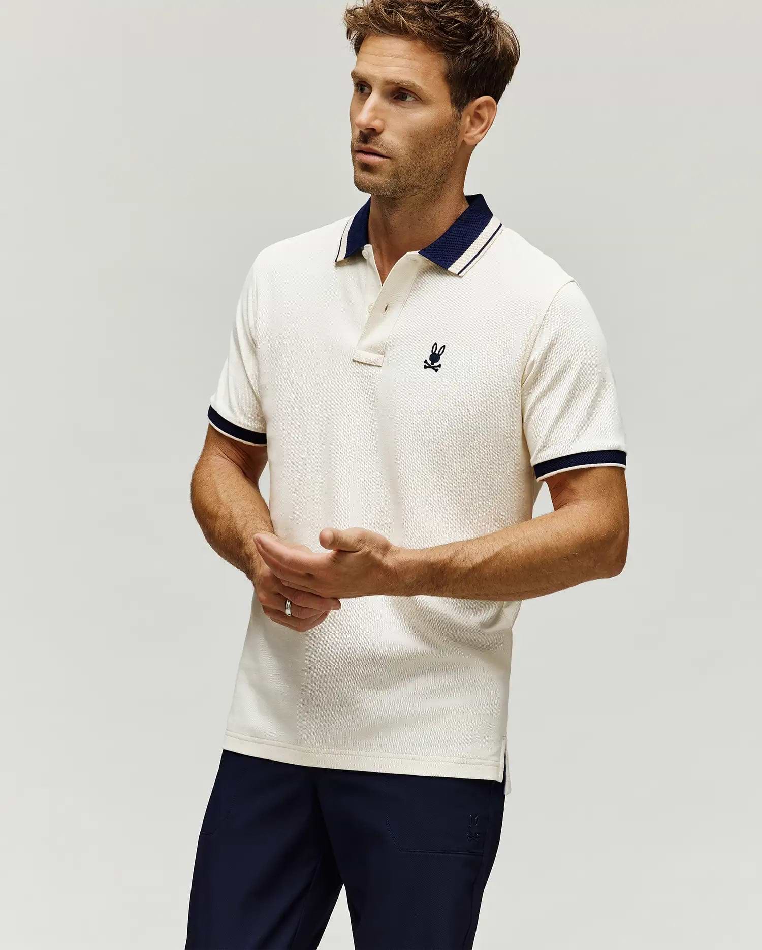 POLO EN PIQUÉ INDIGO, COL TEXTURÉ (3)