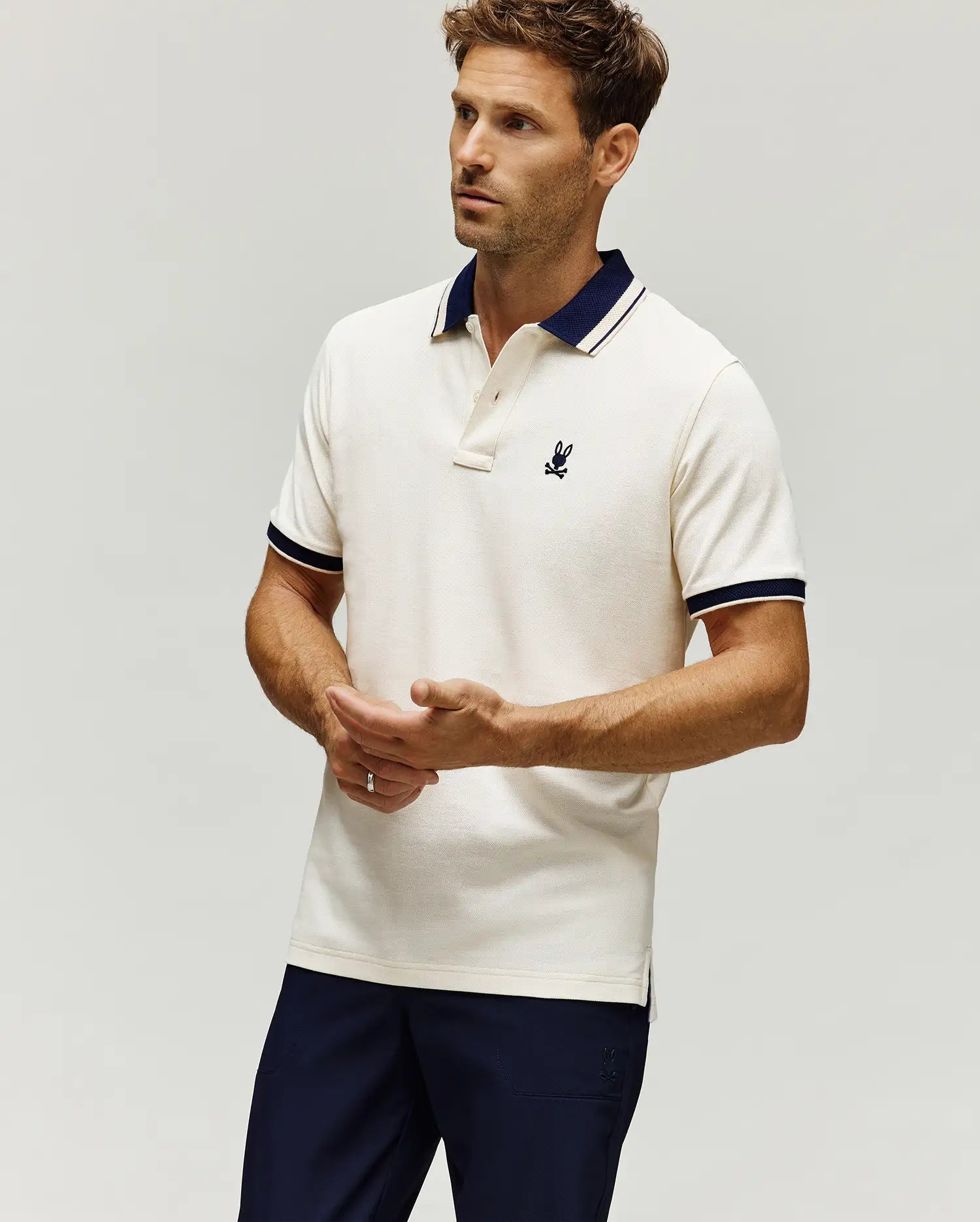POLO EN PIQUÉ INDIGO, COL TEXTURÉ (3)