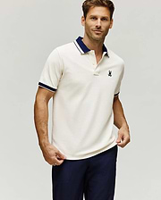 POLO EN PIQUÉ INDIGO, COL TEXTURÉ (1)