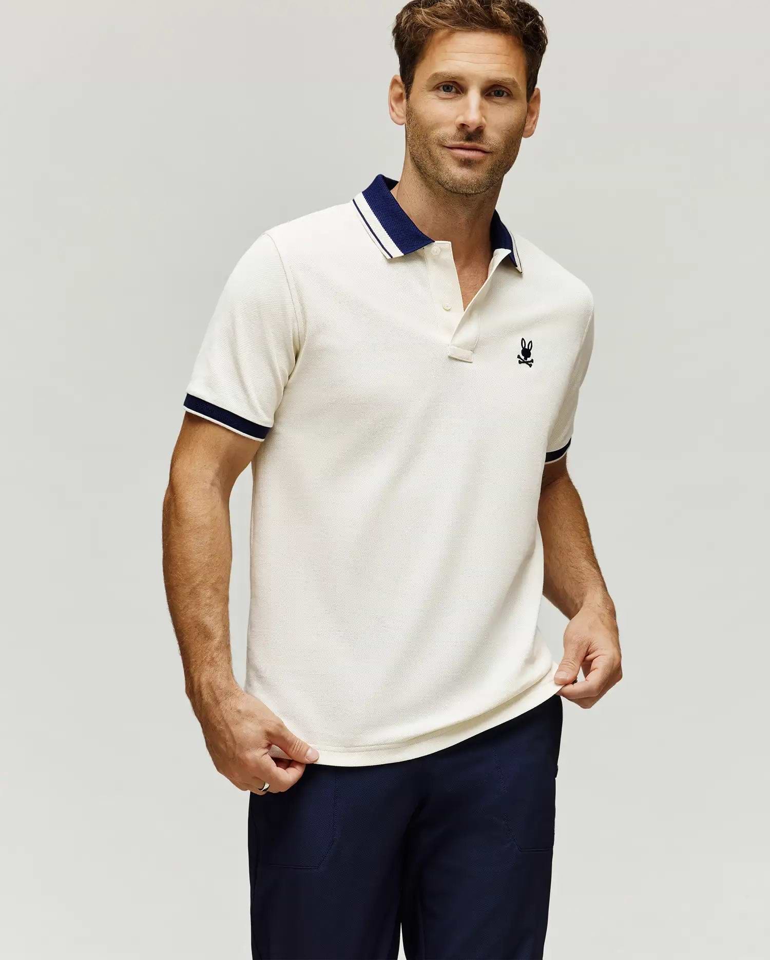 POLO EN PIQUÉ INDIGO, COL TEXTURÉ (1)