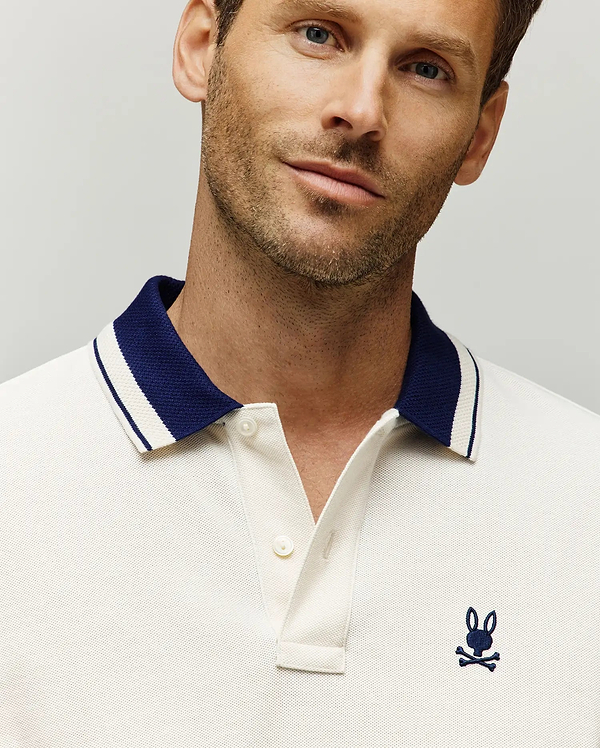 POLO EN PIQUÉ INDIGO, COL TEXTURÉ  vue 2