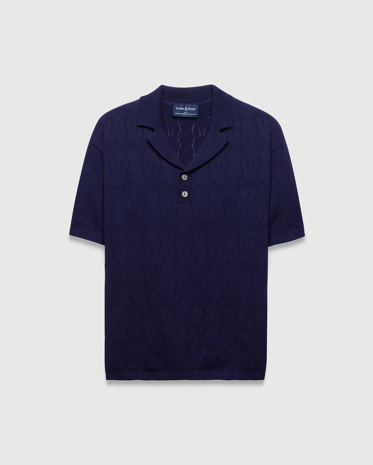 MENS HAROLD POINTELLE ALL OVER BUNNY KNIT POLO - MT0100168