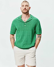 MENS HAROLD POINTELLE ALL OVER BUNNY KNIT POLO - MT0100168