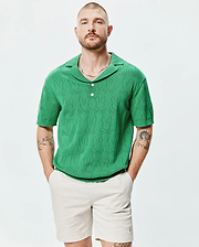 MENS HAROLD POINTELLE ALL OVER BUNNY KNIT POLO - MT0100168