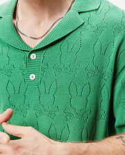 MENS HAROLD POINTELLE ALL OVER BUNNY KNIT POLO - MT0100168