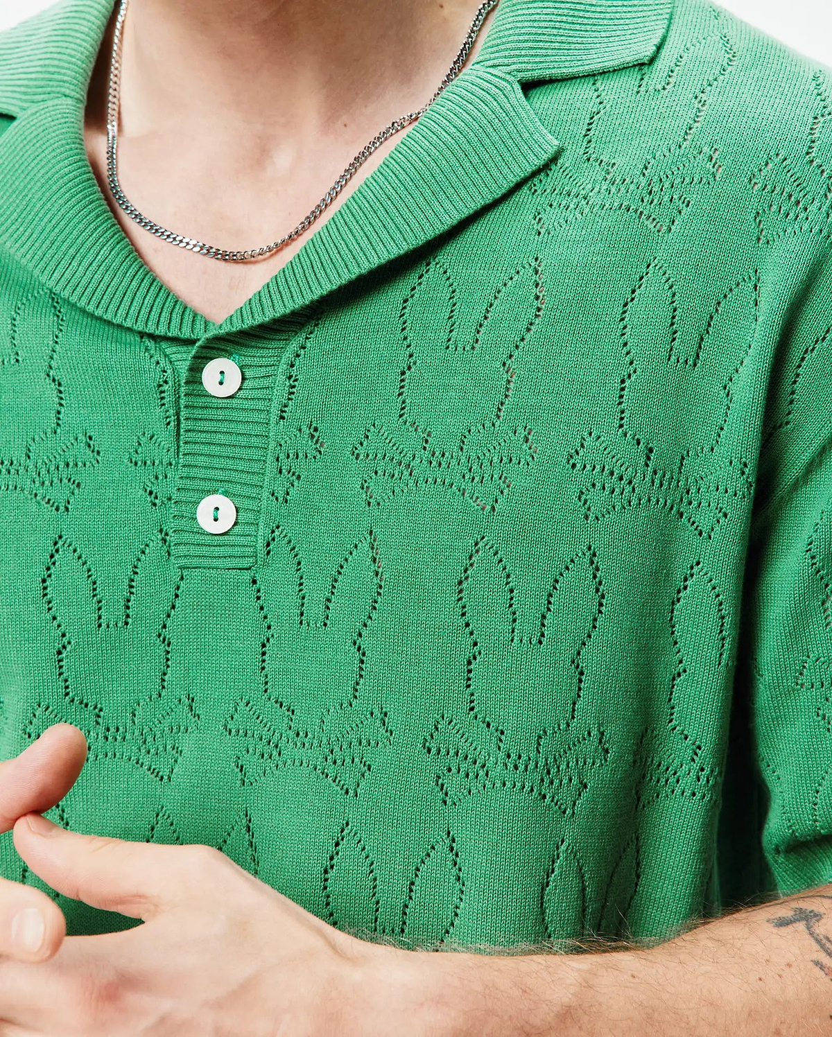 MENS HAROLD POINTELLE ALL OVER BUNNY KNIT POLO - MT0100168