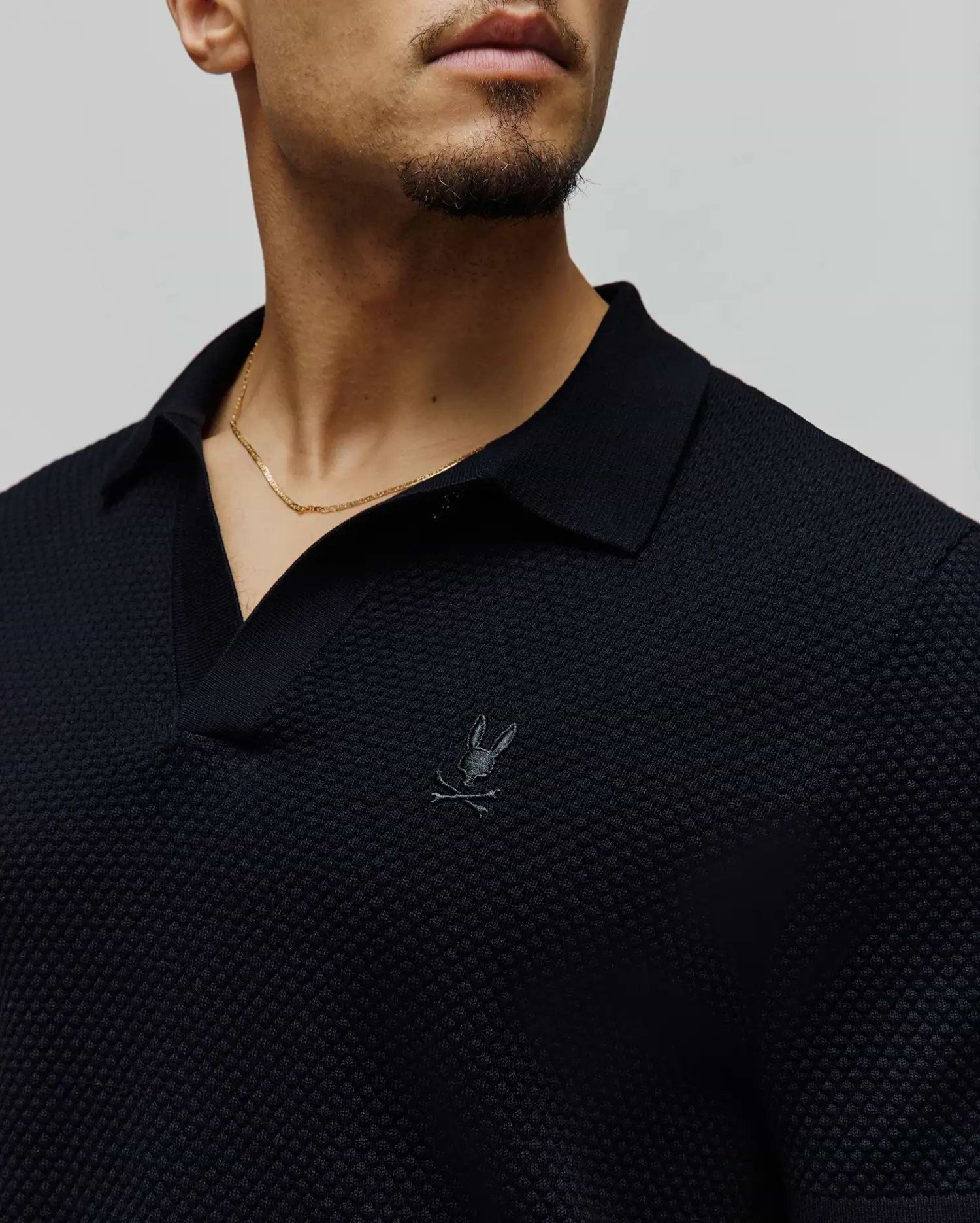 Men's Devon Knit Polo in Black | Psycho Bunny