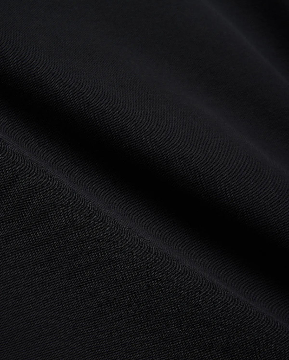 Mens Brad Pique Polo, a premium black pique knit fabric with a subtle, textured weave, showcasing the refined quality and classic style of Psycho Bunny menswear. (6)
