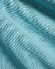Men's Klaus Pique Polo in a serene aqua blue, highlighting the refined, breathable pique fabric texture with gentle folds and shadows, perfect for premium menswear. (6)