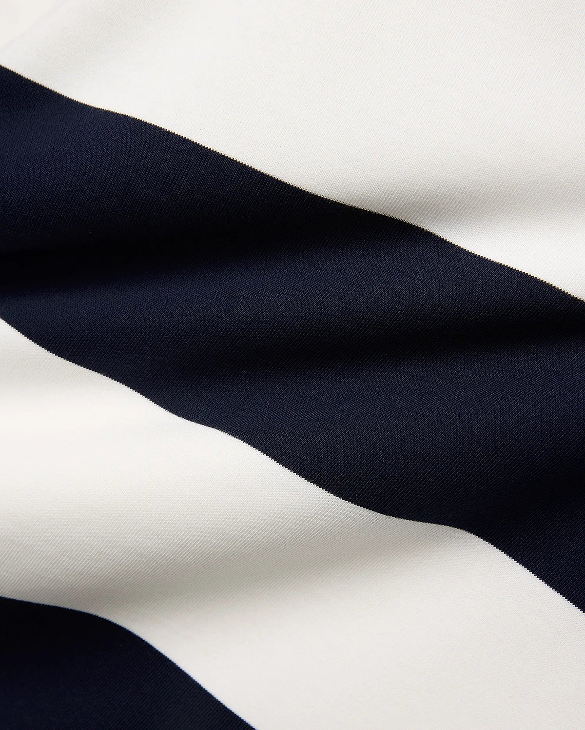 Mens Keven Ls Relaxed Fit Polo crafted from premium pique knit fabric, showcasing wide, crisp navy blue and white horizontal stripes with a distinct, refined texture.