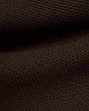 Men's Leroy Longsleeve Knit Polo in rich dark brown, featuring a premium fine knit fabric with a subtle, refined diagonal ribbed texture, characteristic of Psycho Bunny's quality. (6)